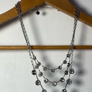 White House Black Market Triple-Layer Crystal Necklace